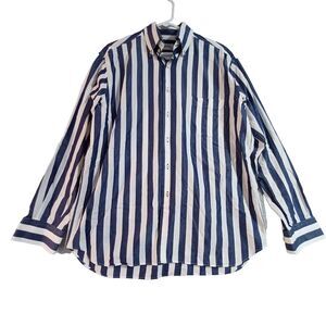Cadè Milano Italian Blue White Striped Shirt 90s Heritage Quiet Luxury 17 43 XL